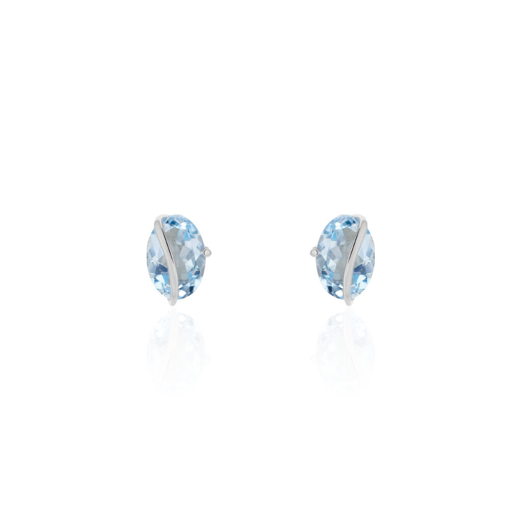 Boucles D'oreilles Puces Prudencia Or Blanc Topaze