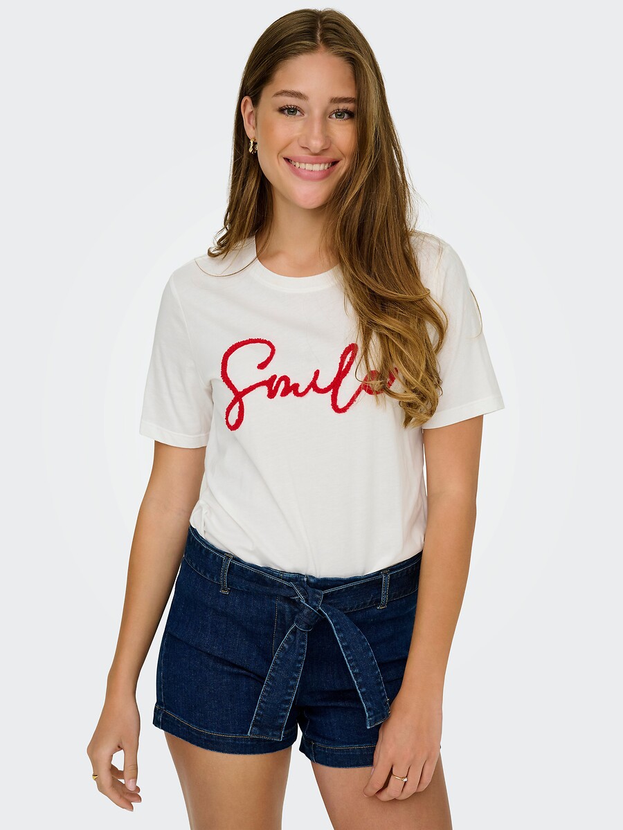 SOMENTE<br>Camiseta listrada com inscrição 'amour'