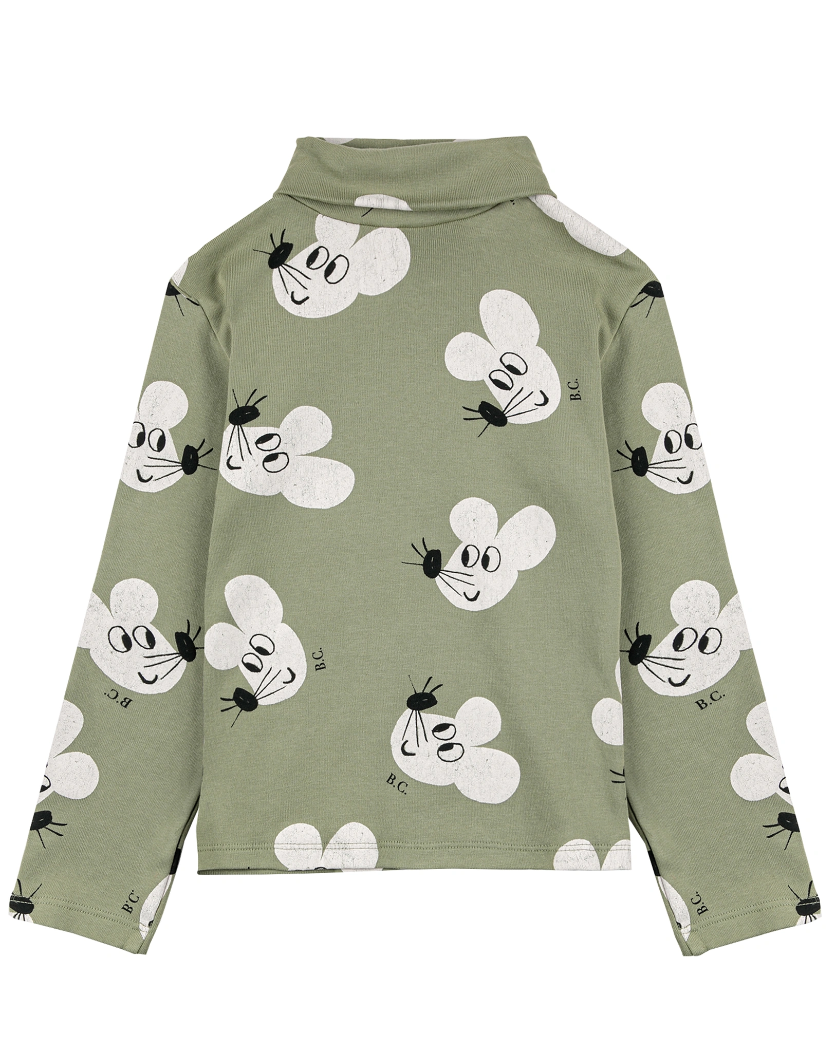 Rollkragenpullover MOUSE ALL OVER in hellgrün