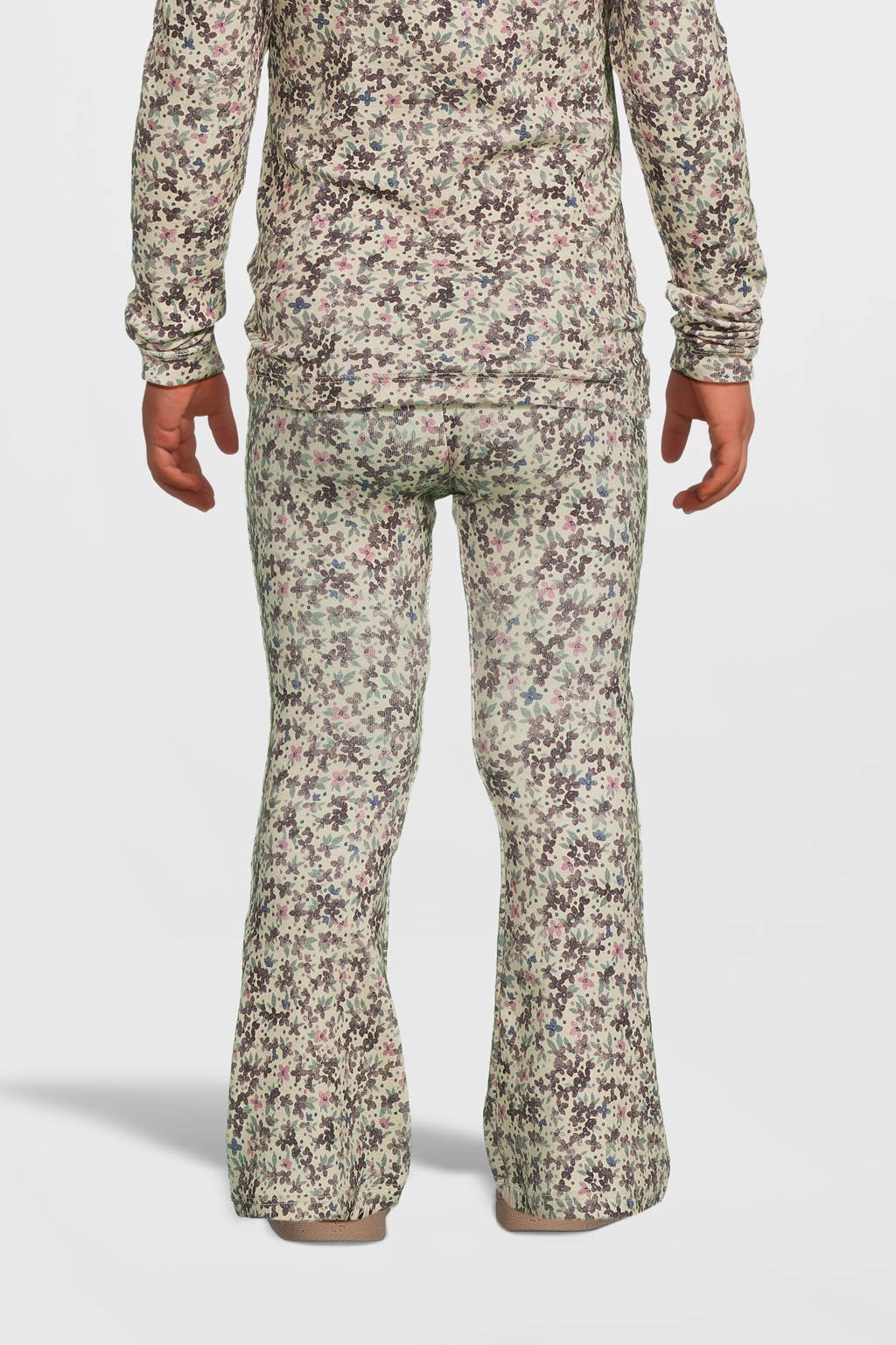 NAME IT gebloemde flared broek NMFOJATAS ecru/roze