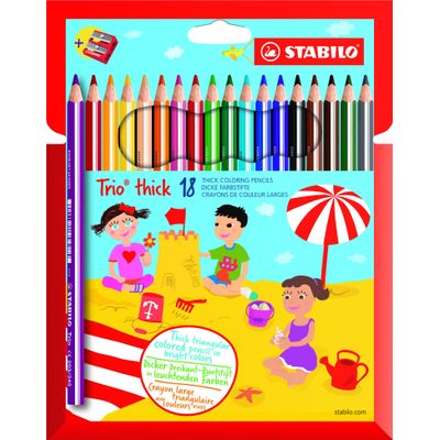 STABILO Trio thick - 18 crayons de couleur + 1 taille crayon