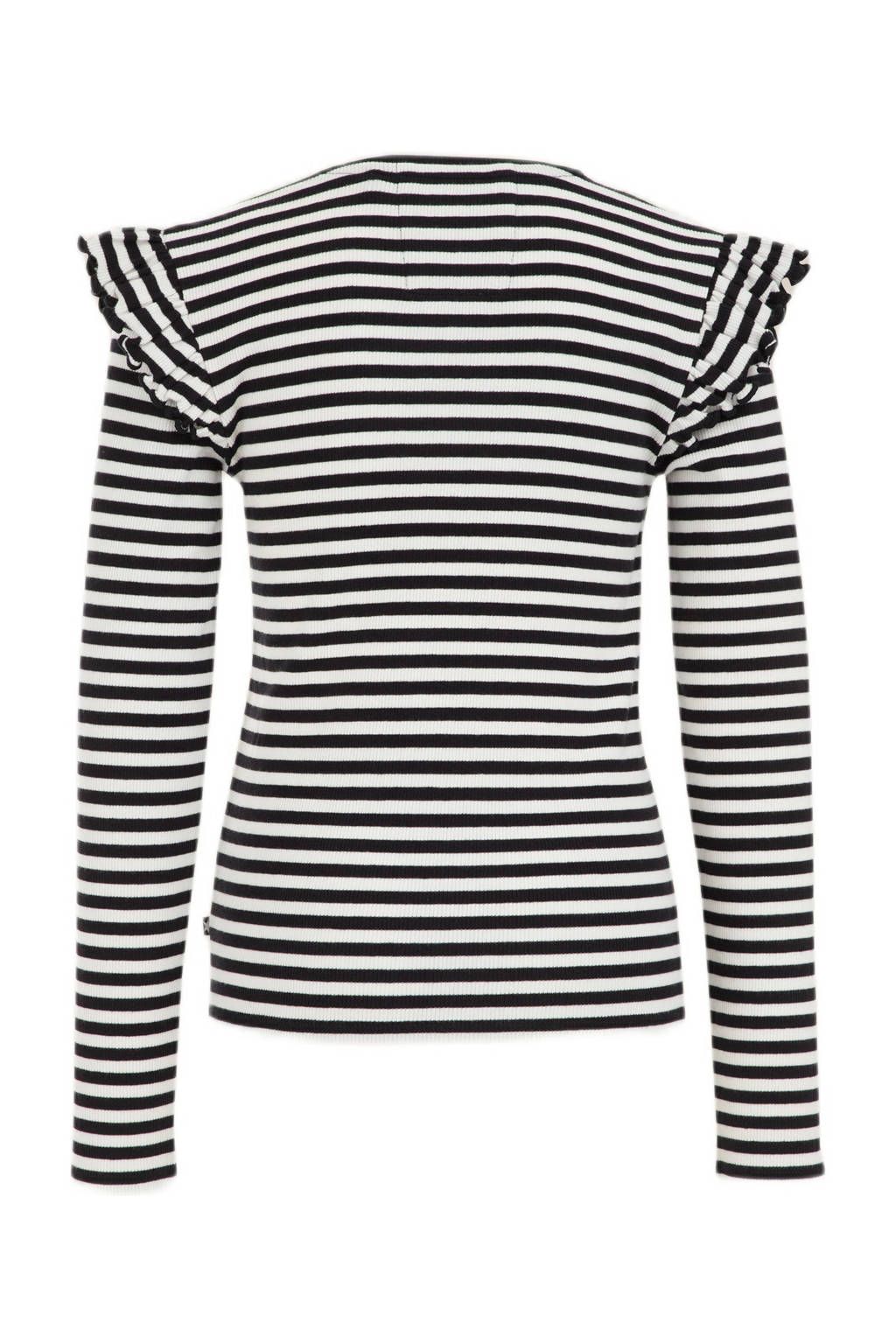 WE Fashion gestreepte longsleeve roze/wit