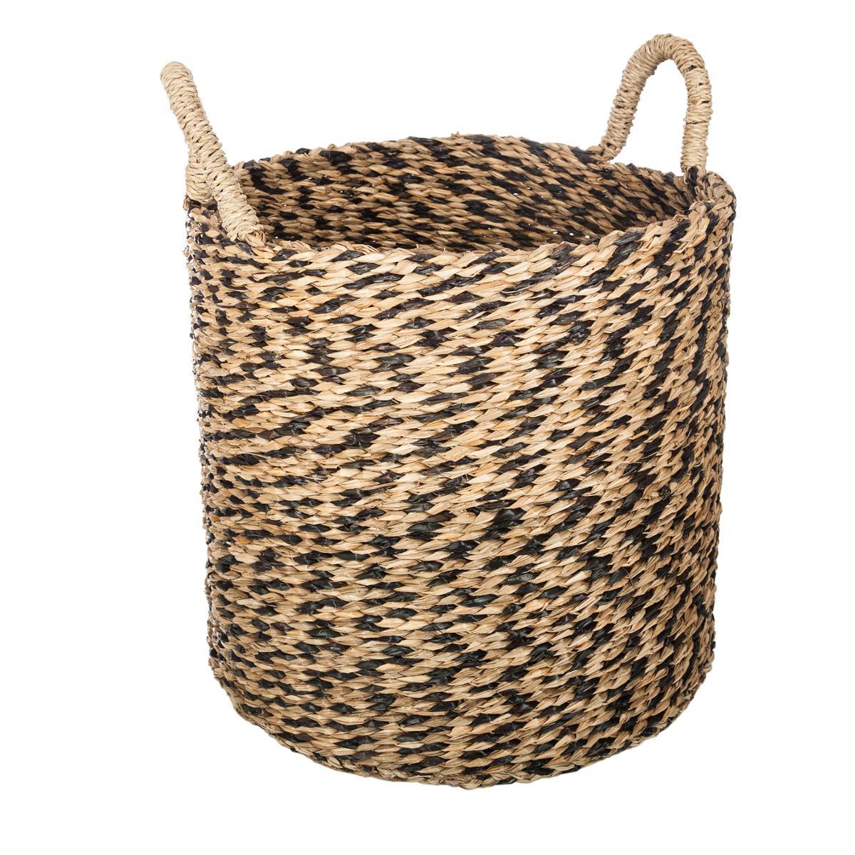 PANIER ROSEAU ROWAN ROND NOIR D.35X32.5CM