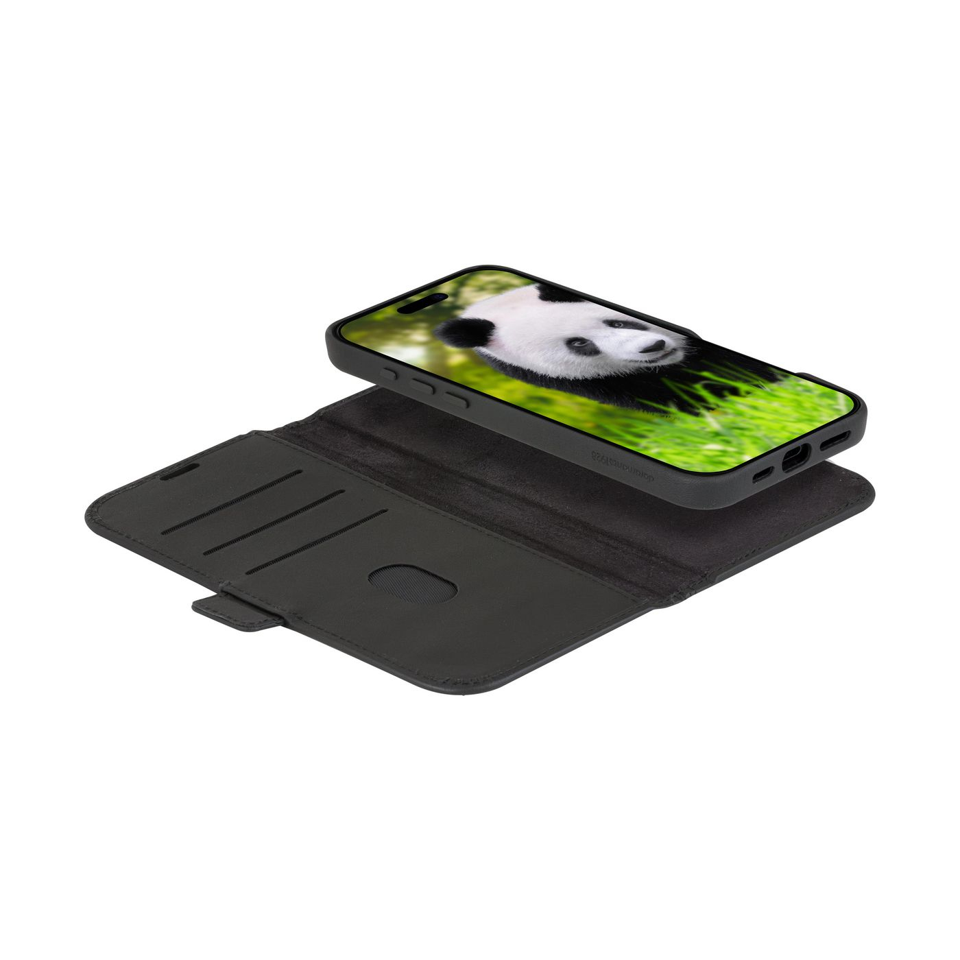 iPhone 16e 2in1 MagSafe Wallet Case Echtleder Tasche mit RFID Schutz Lynge (LME4GTBL6547) - Schwarz