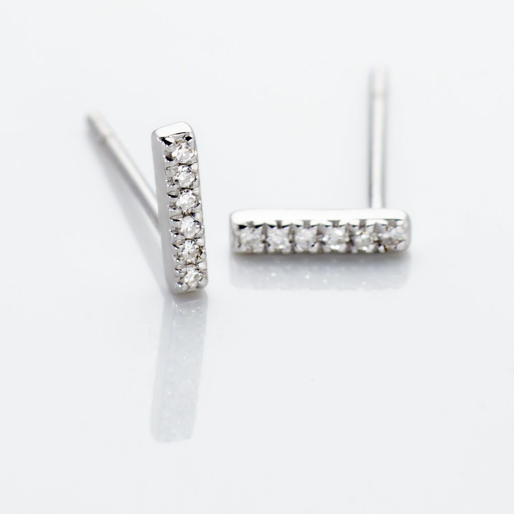 Boucles D'oreilles Puces Aprhodisia Or Blanc Diamant Blanc
