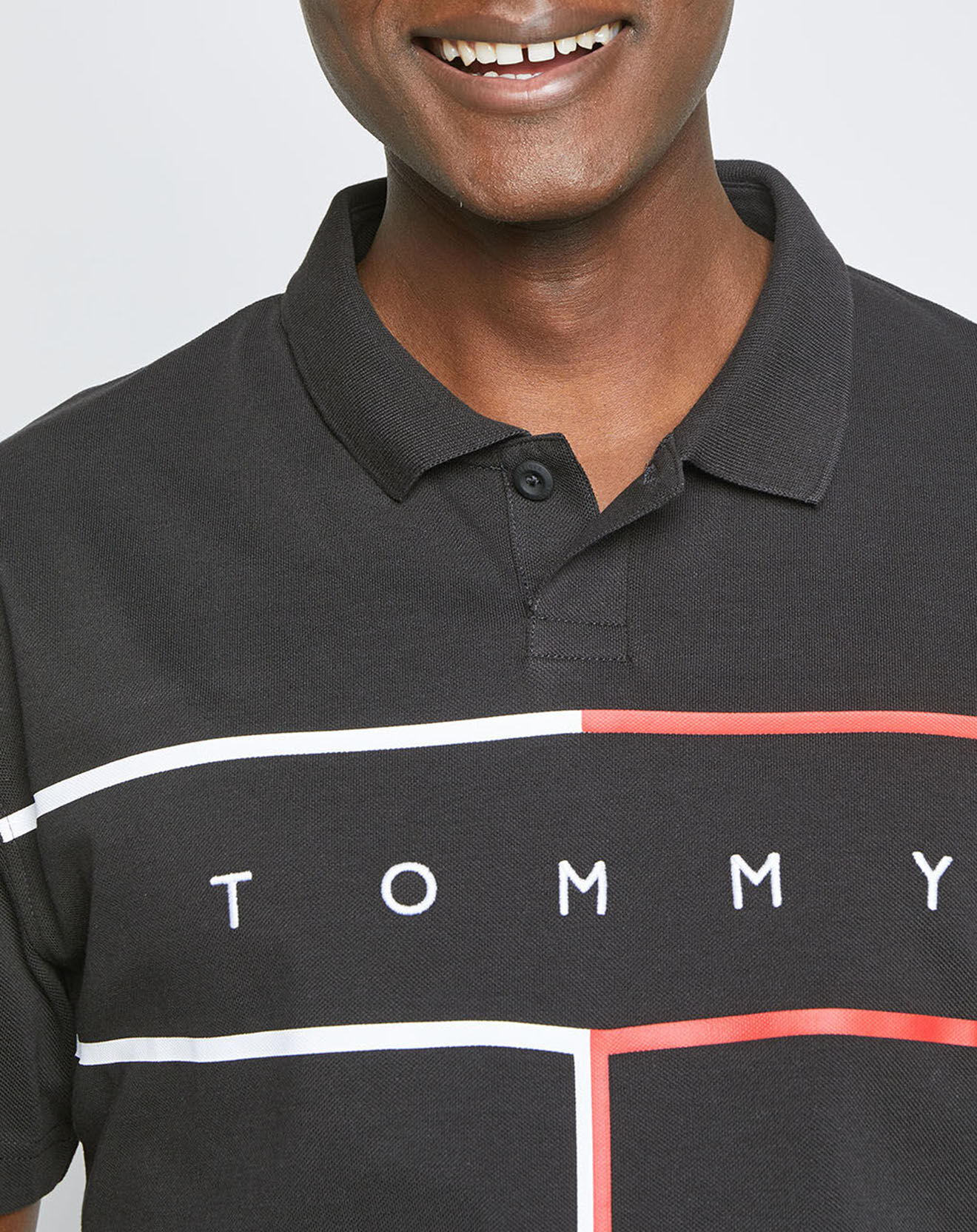 Tommy Hilfiger Polo 100% Coton Bio Regular Flag noir