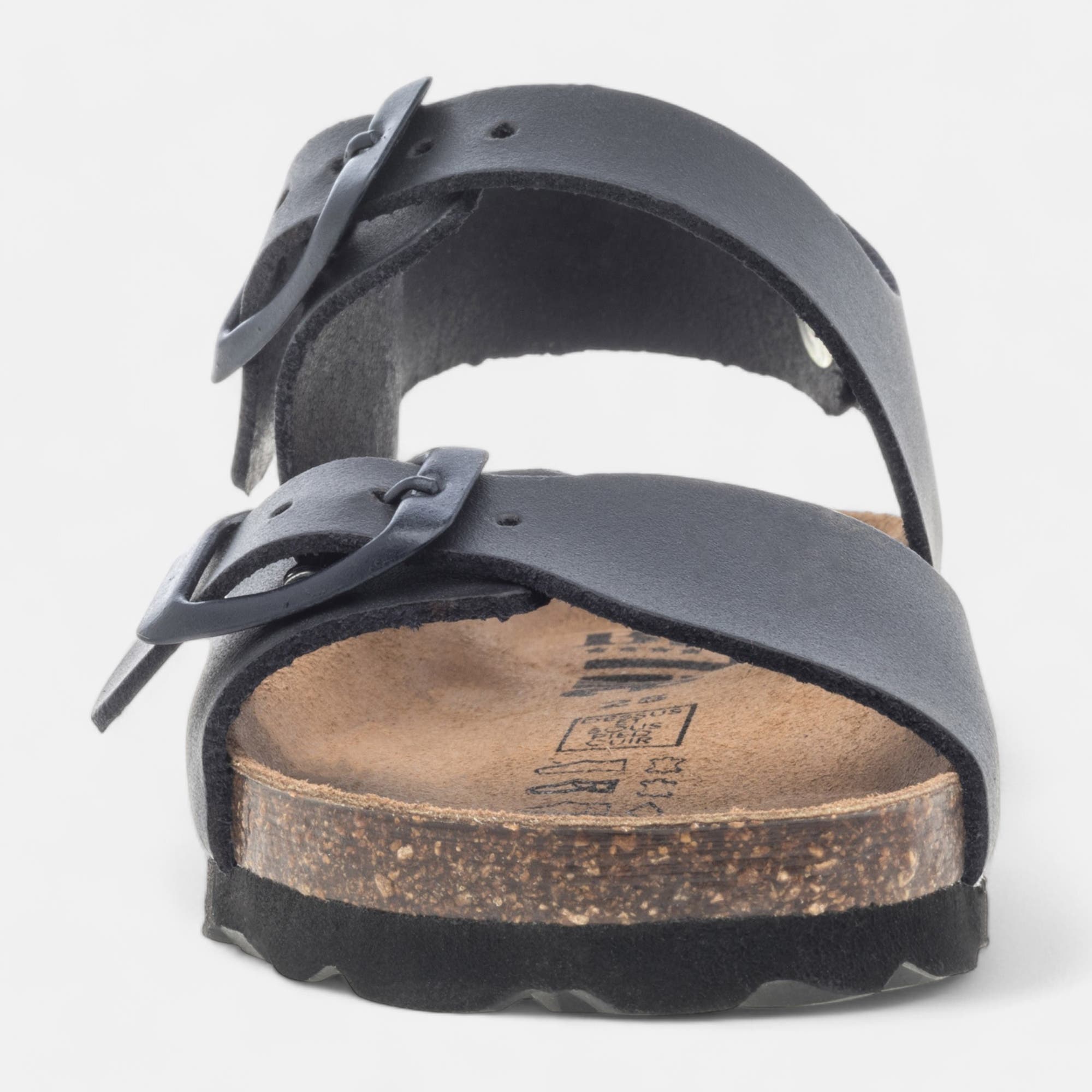 Mules semelle liège Garçon en cuir bleu