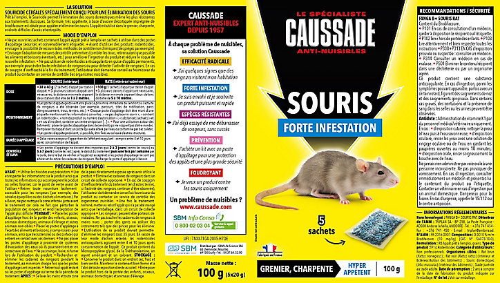 Céréales souris forte infestation Caussade 100g