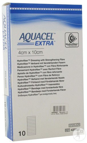 Aquacel Extra Hydrofiber Bandage Avec Fibres De Renforcement 4x10cm 10 Pièces