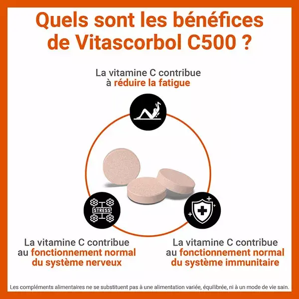Vitascorbol Vitamina C 500mg 24 comprimidos mastigáveis