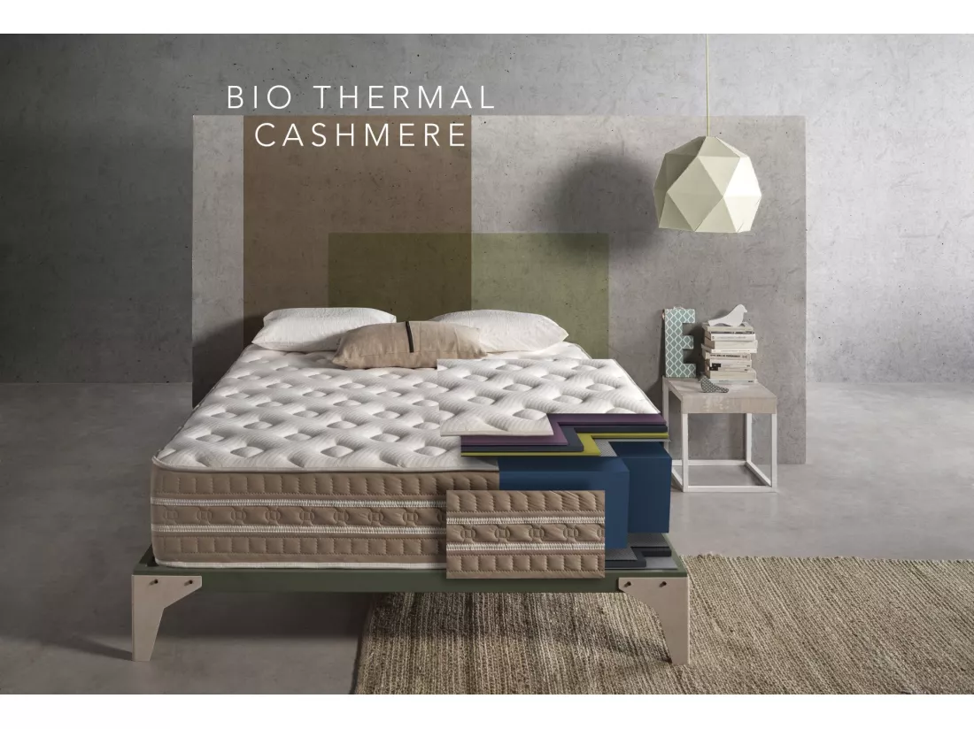 Matelas 160x200 mousse bio thermal cashmere | mousse á mémoire de forme | épaisseur 30 cm | 11 zones de confort | certifié oeko-tex® - accueil moelleux