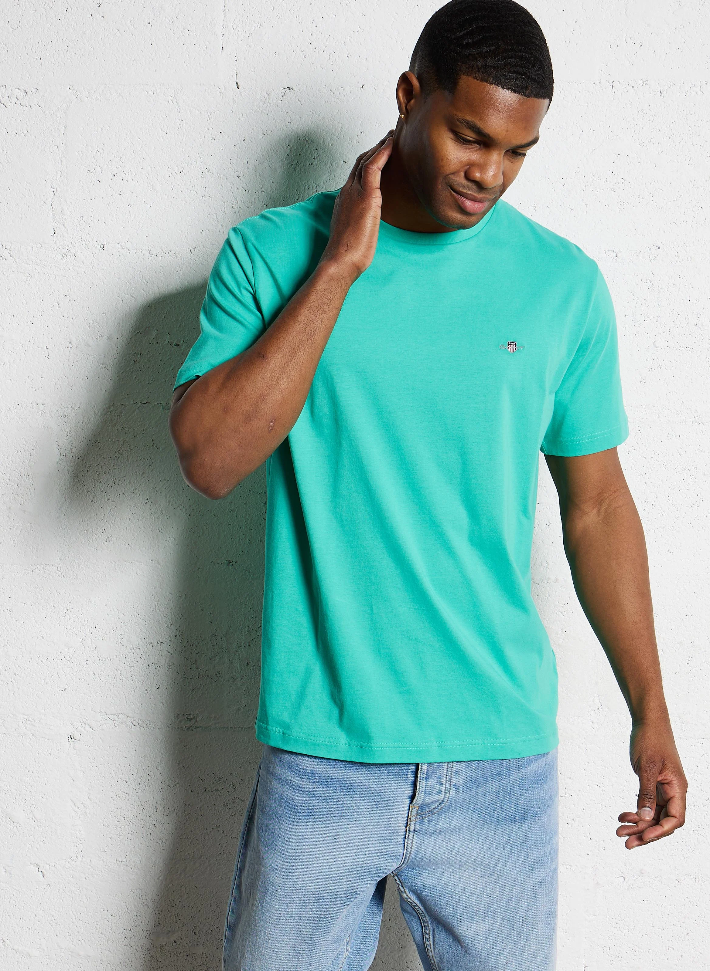 Tee-shirt col rond droit en coton | Vert
