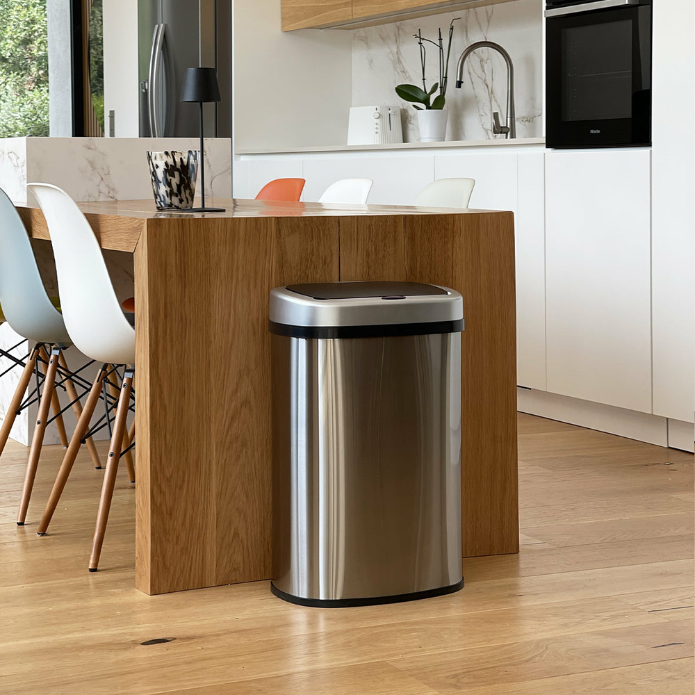Poubelle de cuisine automatique majestic silver argent acier inoxydable 58 l