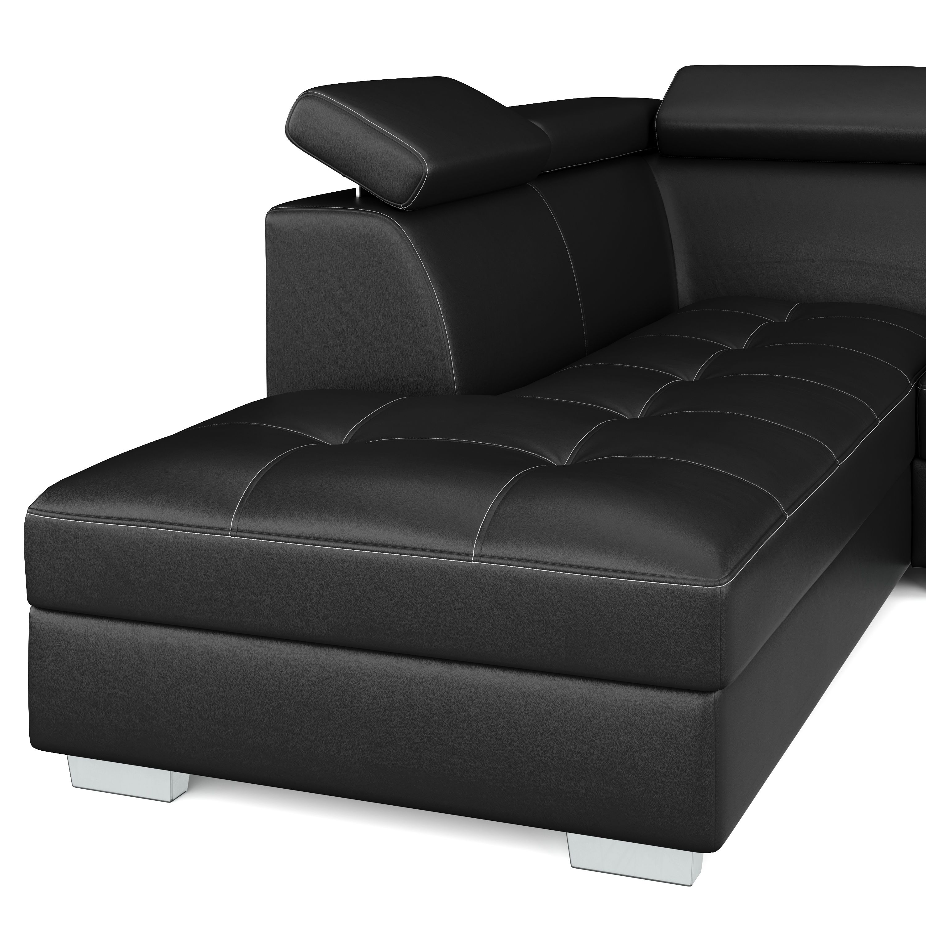 Ecksofa Leder DEBORA links schwarz