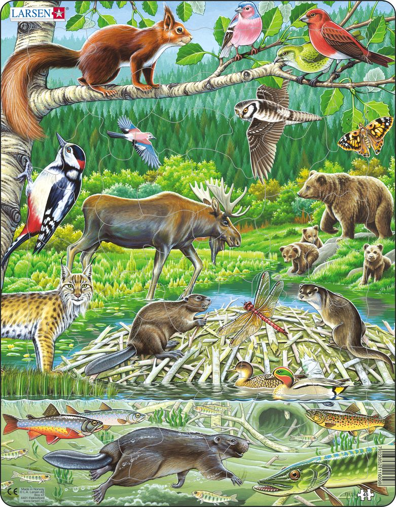 Larsen Puzzle Puzzle - Tiere im Wald (nordisch)
