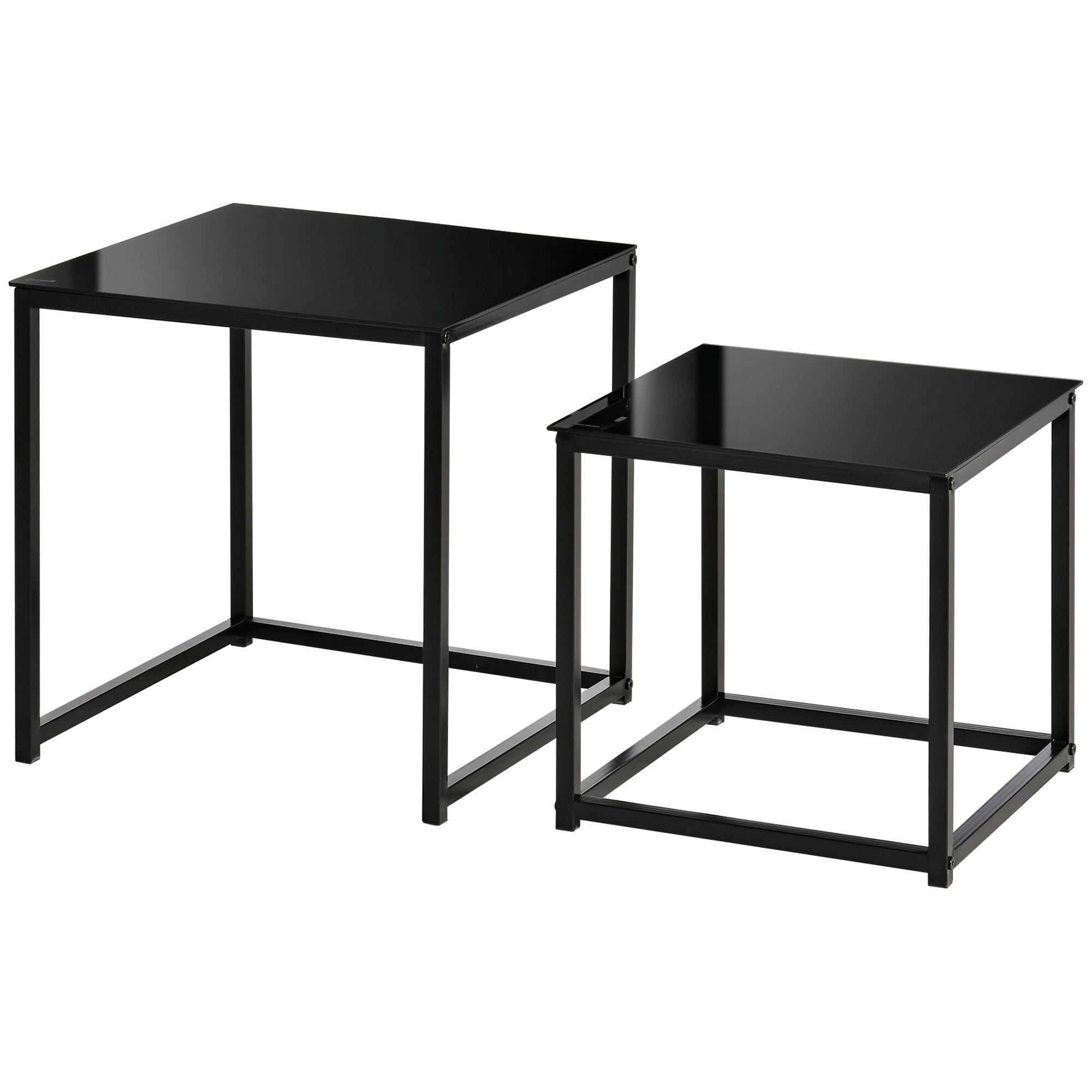 HOMCOM Couchtisch-Set mit Glastischplatte schwarz 50L x 50B x 52H cm
