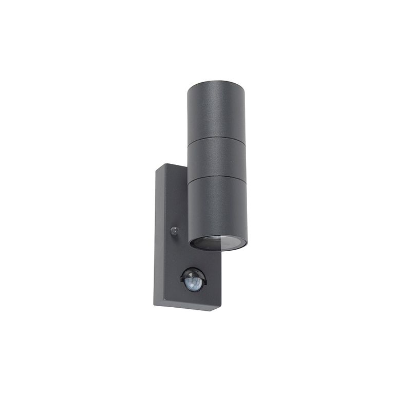 Buitenwandlamp antraciet 2-lichts IP44 met bewegingssensor - Duo