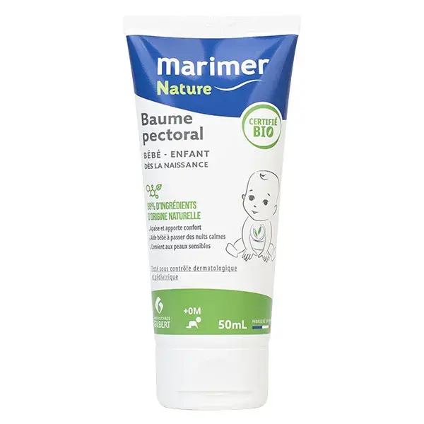 Bálsamo peitoral orgânico para bebês Marimer Nature 50ml