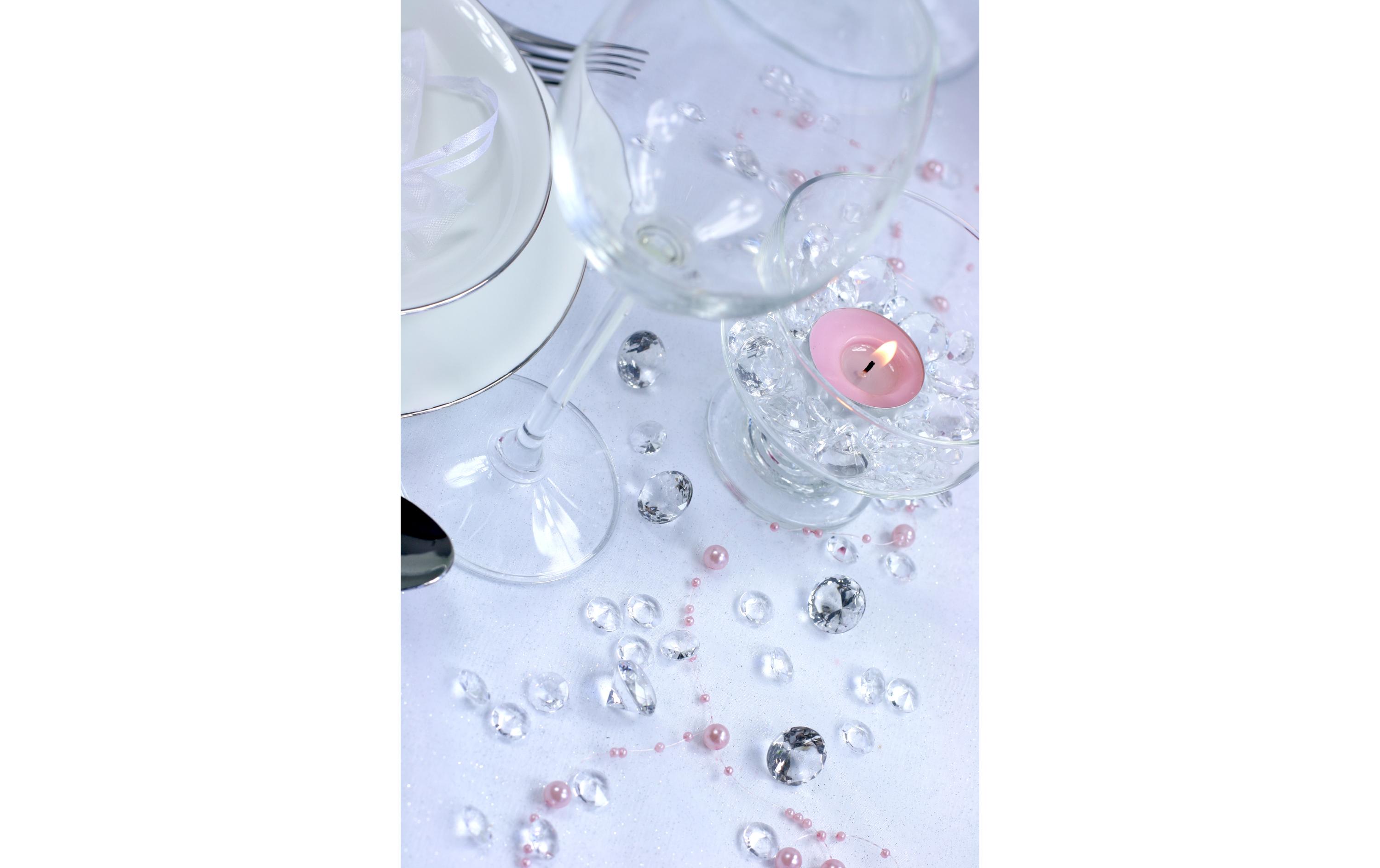 Streudeko Diamanten 1.2 cm, 100 Stück, TransparentStreudiamanten für den gedeckten Tisch an der Hochzeit und Festen wie Geburtstagspartys, Babyshower, Weihnachten oder Silvester