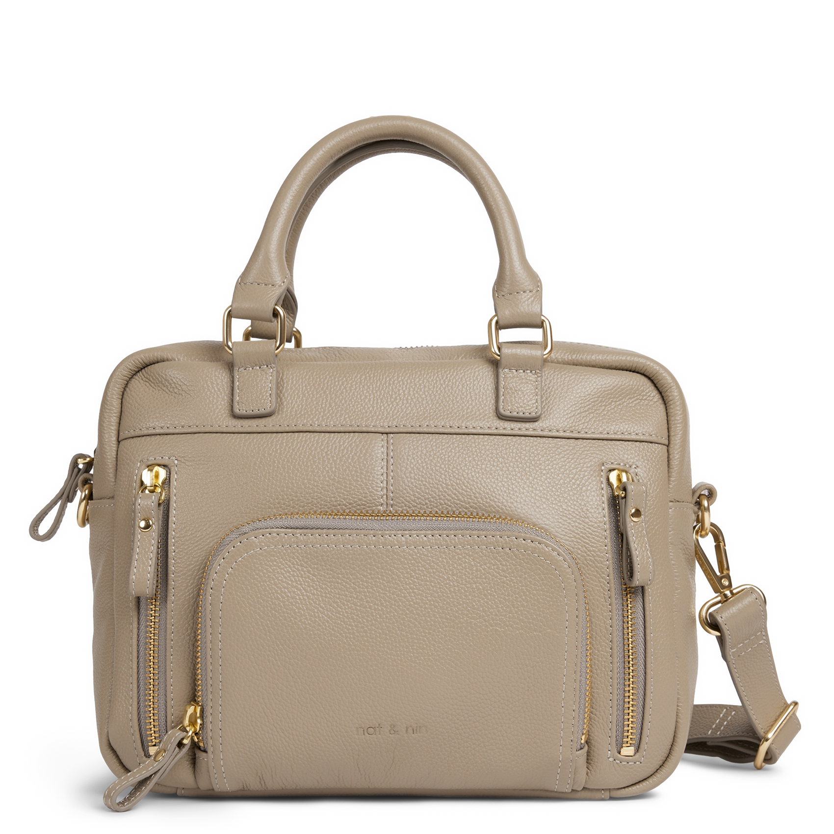 MINI MACY - Sac à main multipoches en cuir | Gris