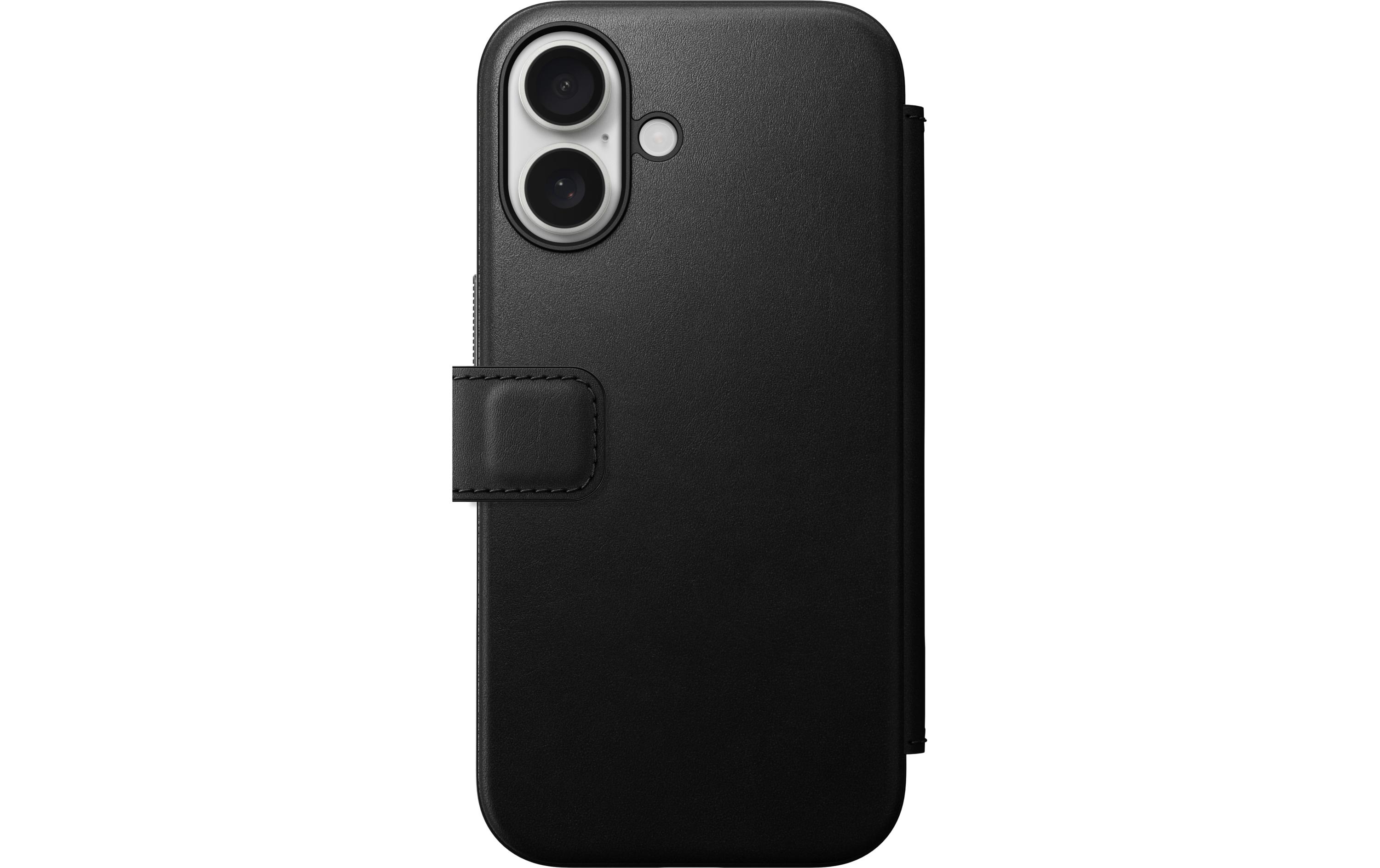 Book Cover Modern Leather iPhone 16 SchwarzModernes Leder Folio für das Apple iPhone 16