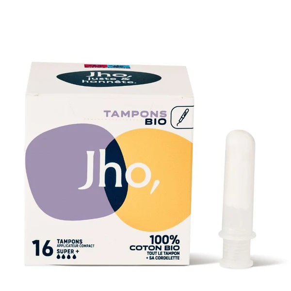 Jho Tampons Super + avec Applicateur Compact Bio 1 boîte de 16 tampons