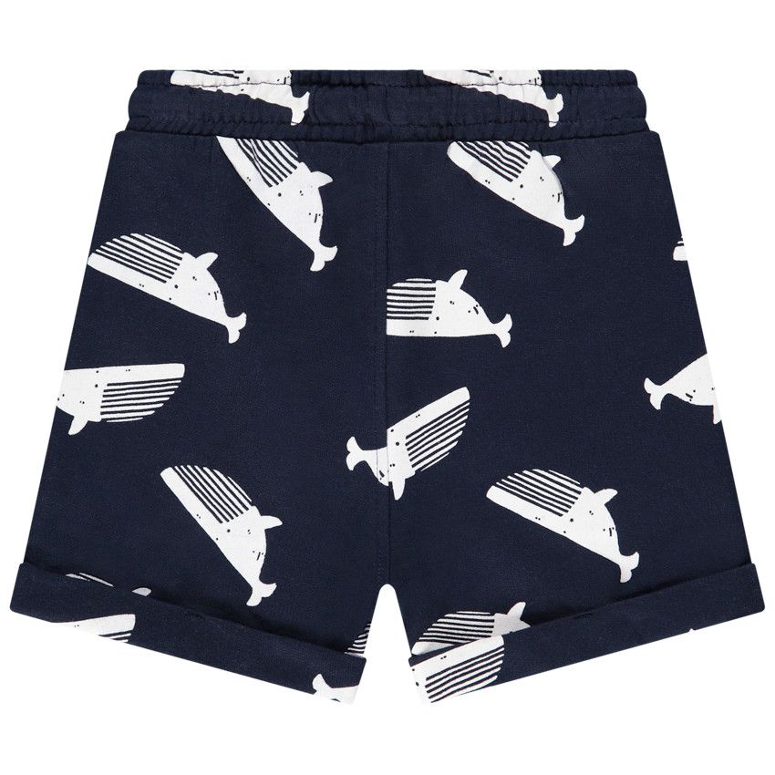 Bermuda en molleton imprimé baleines pour bébé garçon - Bleu marine