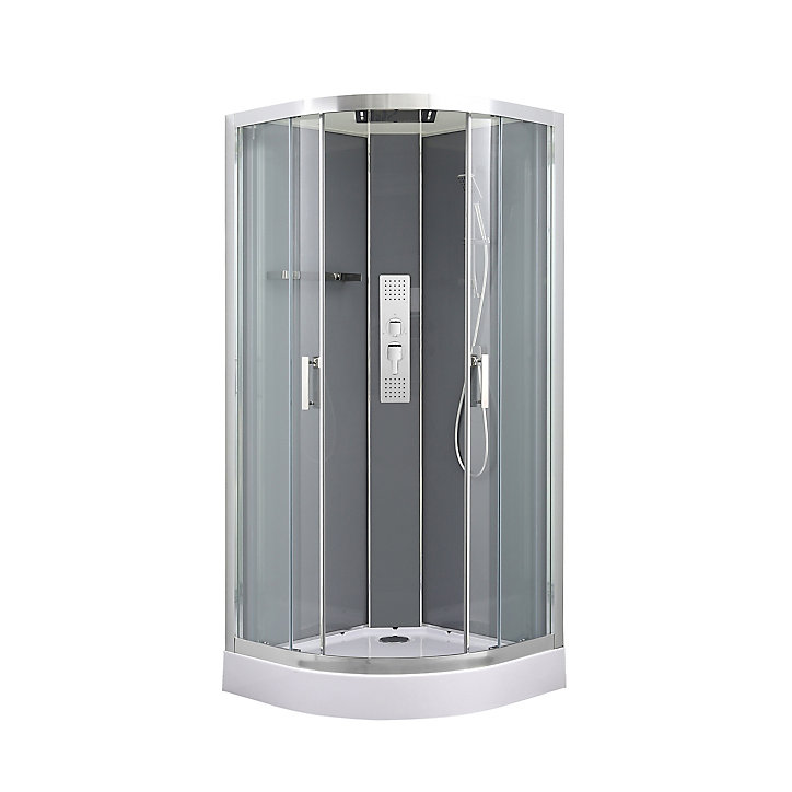 Cabine de douche hydromassante circulaire chromé GoodHome Beloya 90 x 90 cm