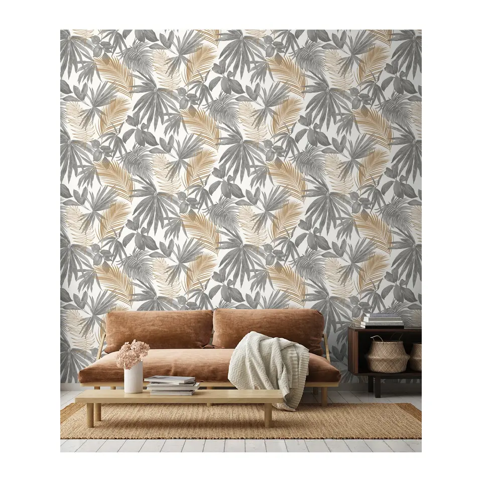 Dutch Wallcoverings - Jungle Fever Wild Palms grijs/beige - 0,53x10,05