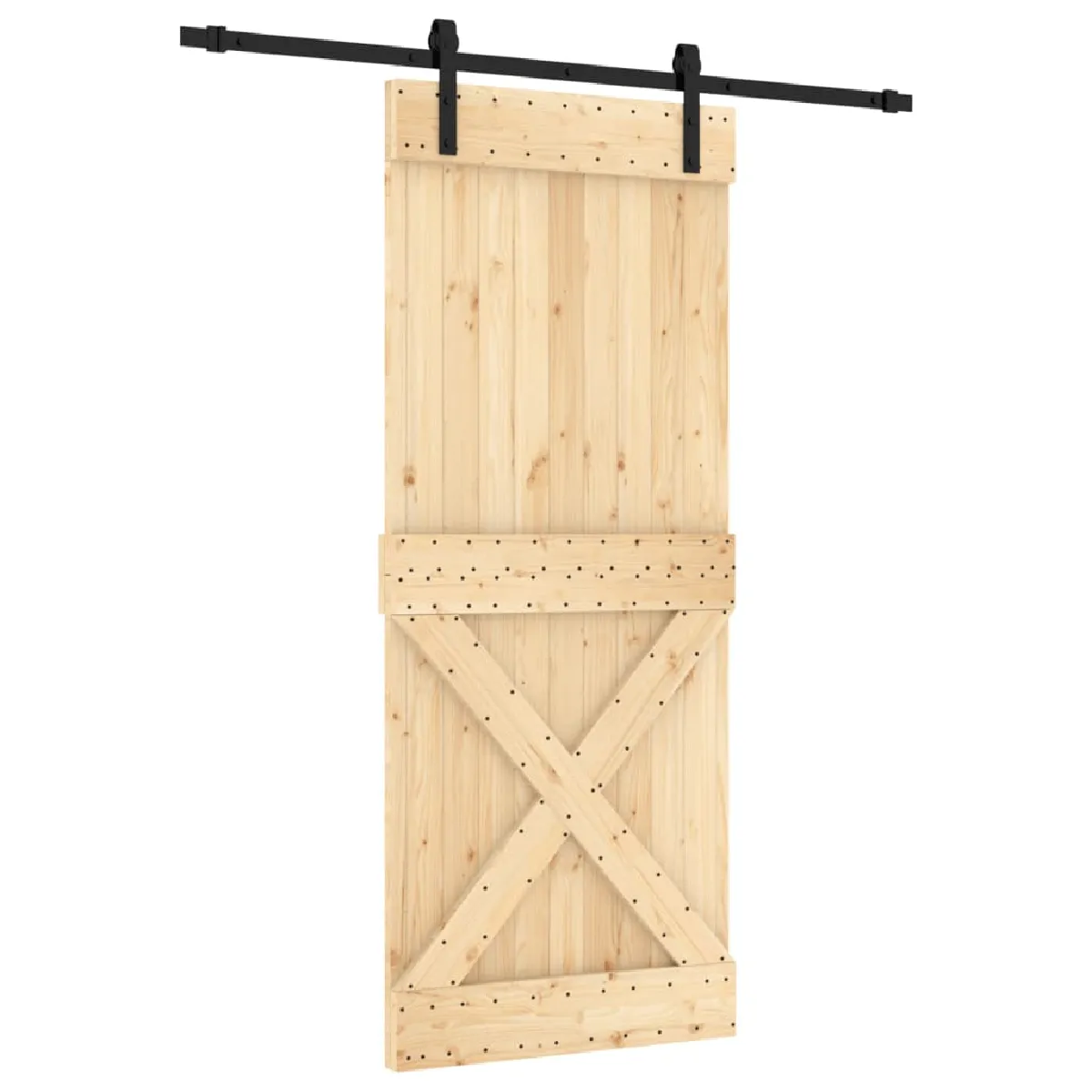 vidaXL Porte coulissante et kit de quincaillerie - 85x210 cm - Pin massif