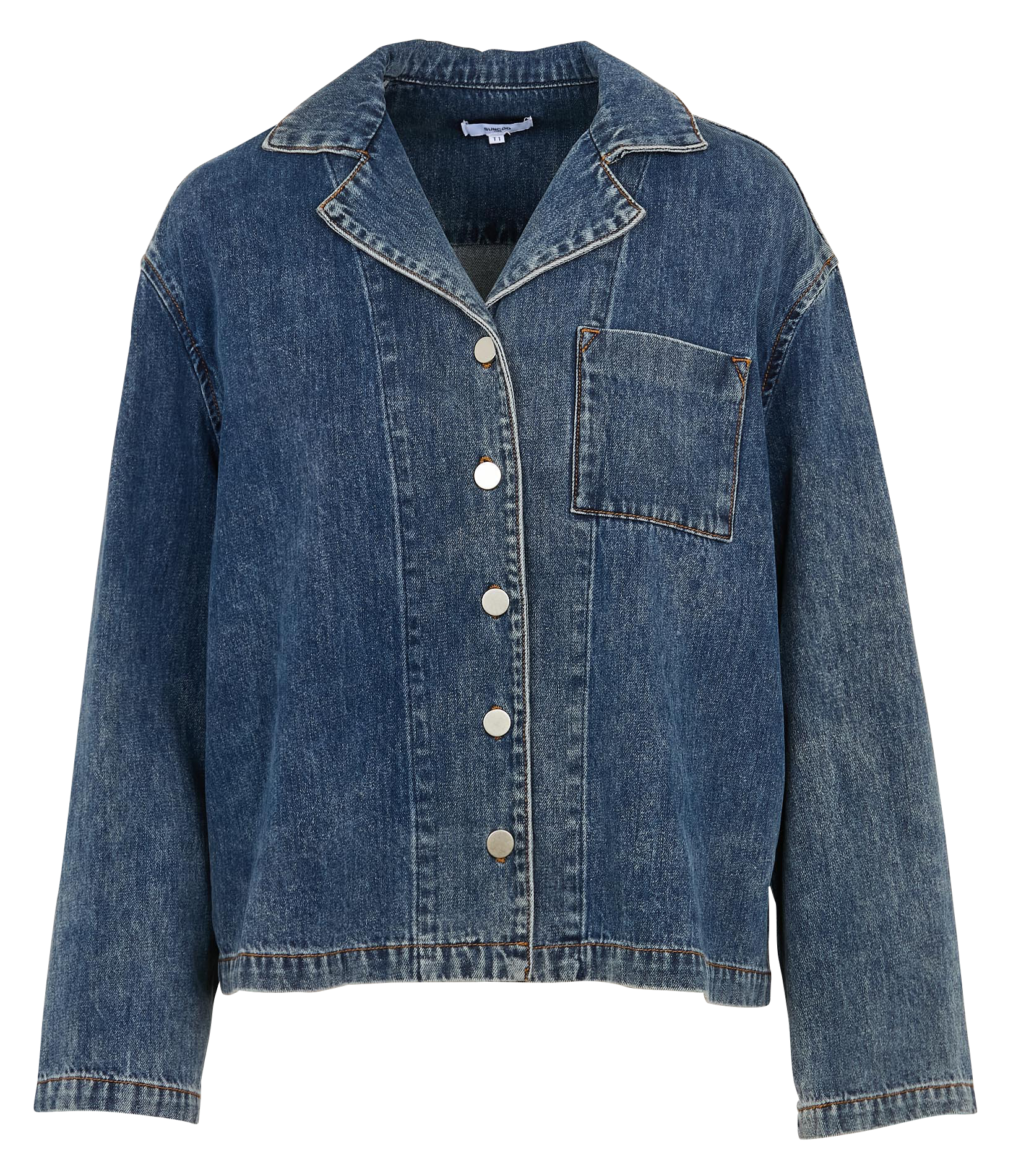 LABAN - Veste droite col à revers en coton mélangé | Bleu