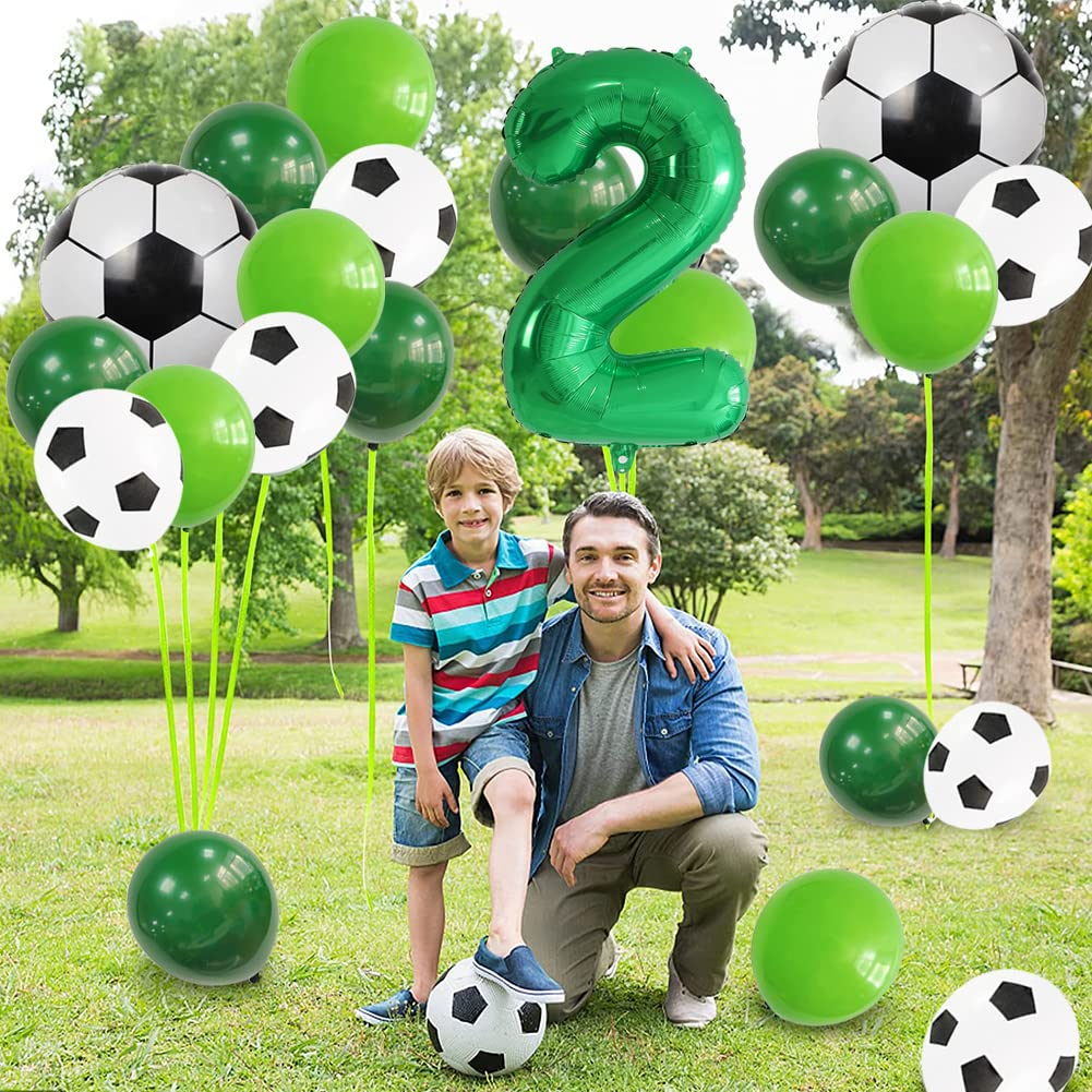 (21-tlg. Set) Party Zahlen Ballon Geburtstag Luftballons Latex- und Folienballon Fussball - Zahl 2