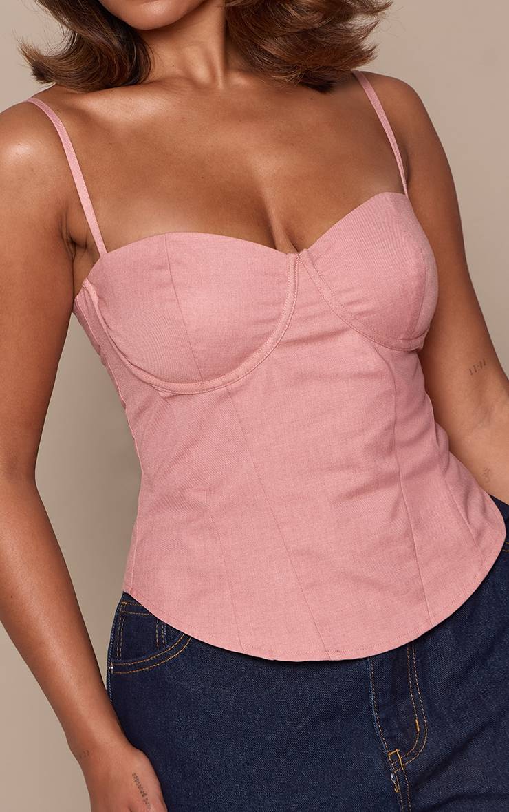 Rose Haut Corset Shape À Laçage Au Dos