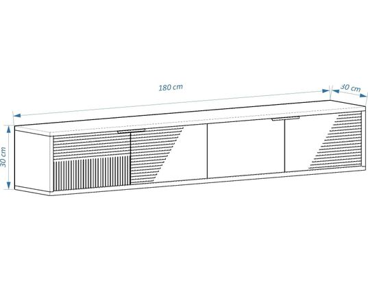 CONCEPT1 - Meuble TV Parla anthracite 180 x 30 x h30 cm