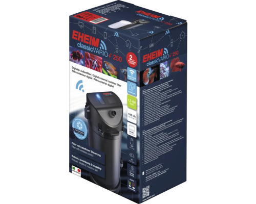 EHEIM classicVARIO+e 250 buitenaquariumfilter voor aquaria van 50 - 250 L, elektronisch regelbaar via app, 1,7 - 9,8 W, 510 l/u, slangdiameter 12/16