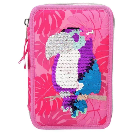 Depesche TOPModel 3-Fach Federtasche Streichpaillette TROPICAL pink