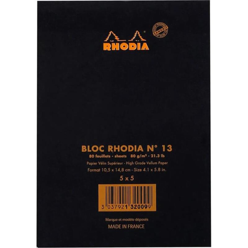 Bloc agrafé No. 13, format A6, quadrillé 5x5