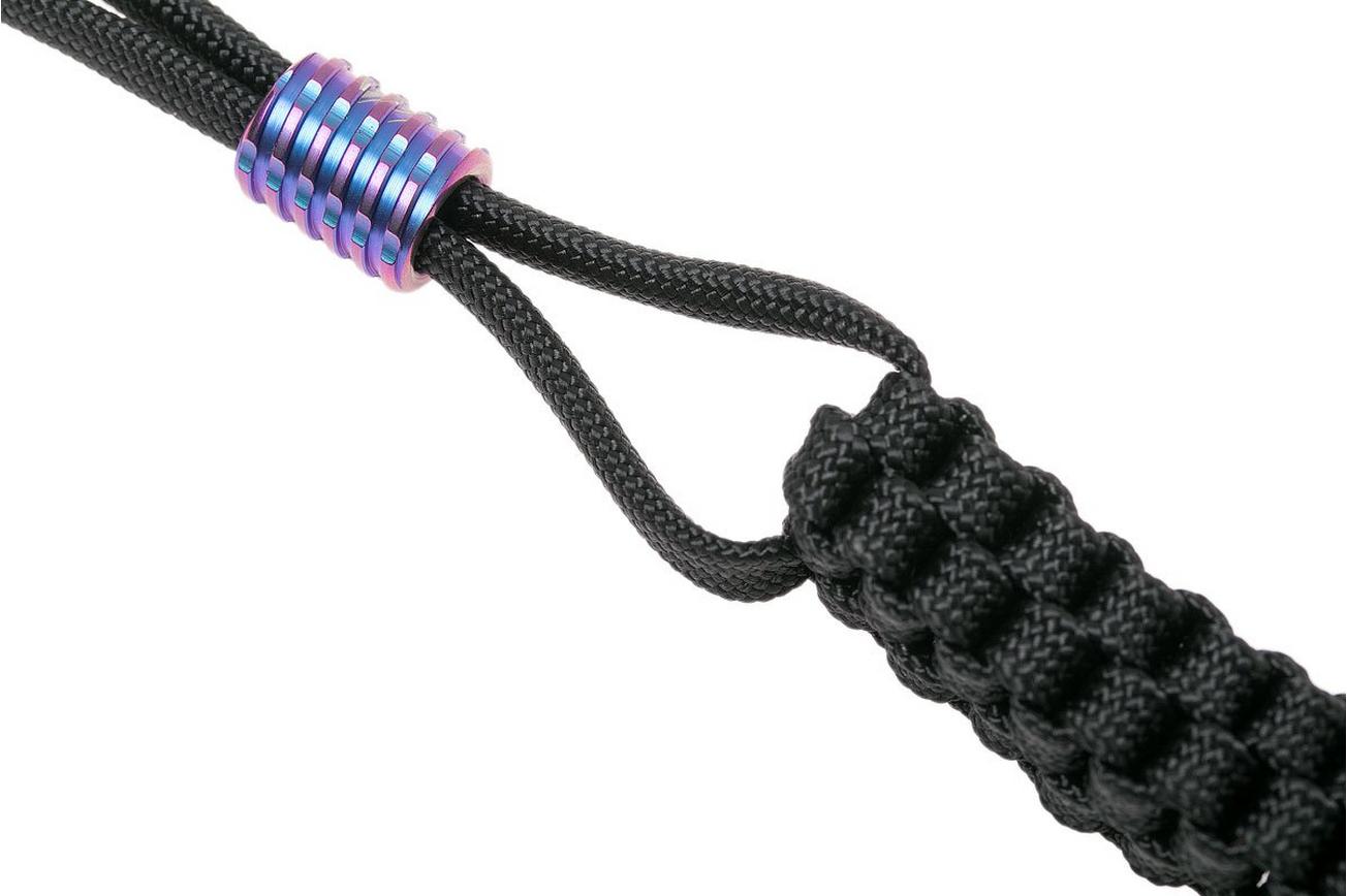 WE Knife A-01B paracord lanyard met titanium bead, zwart