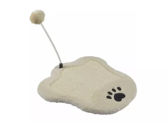 Griffoir en forme de patte avec jouet suspendus - Beige - L 35 x l 35 x H 23 cm