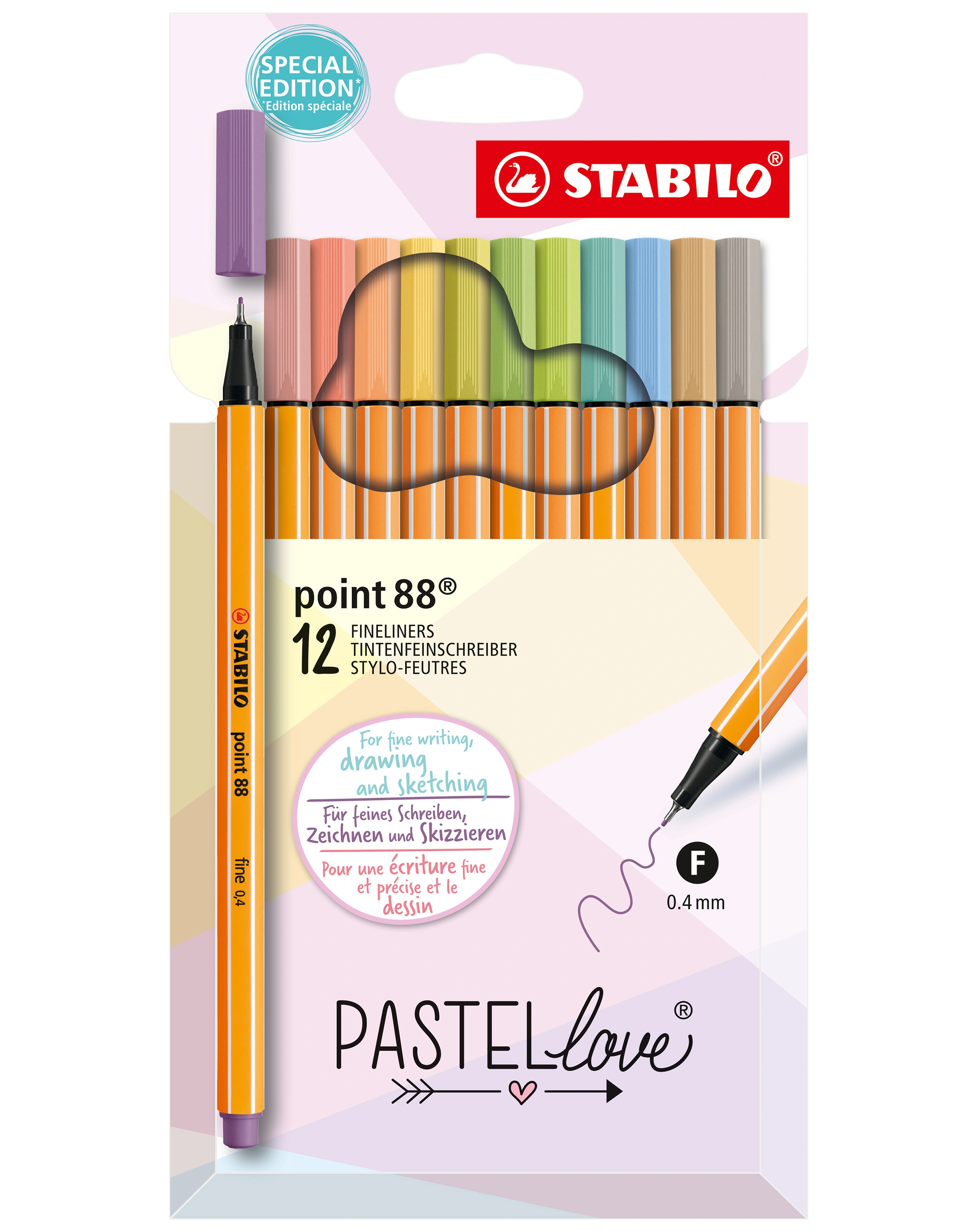 Fineliner STABILO® point 88 Pastellove 12er-Pack