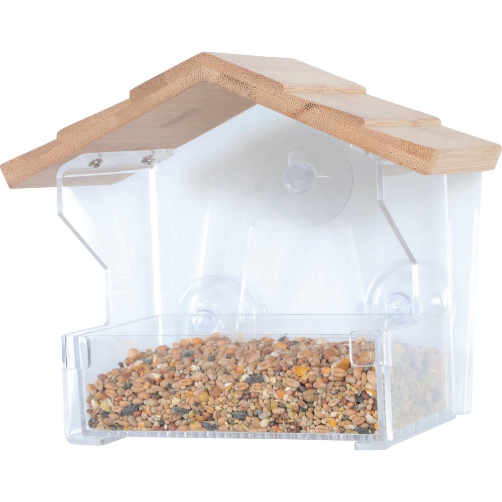 Mangeoire de fenêtre bamboo s, 20 x 11x 17 cm pour oiseaux
