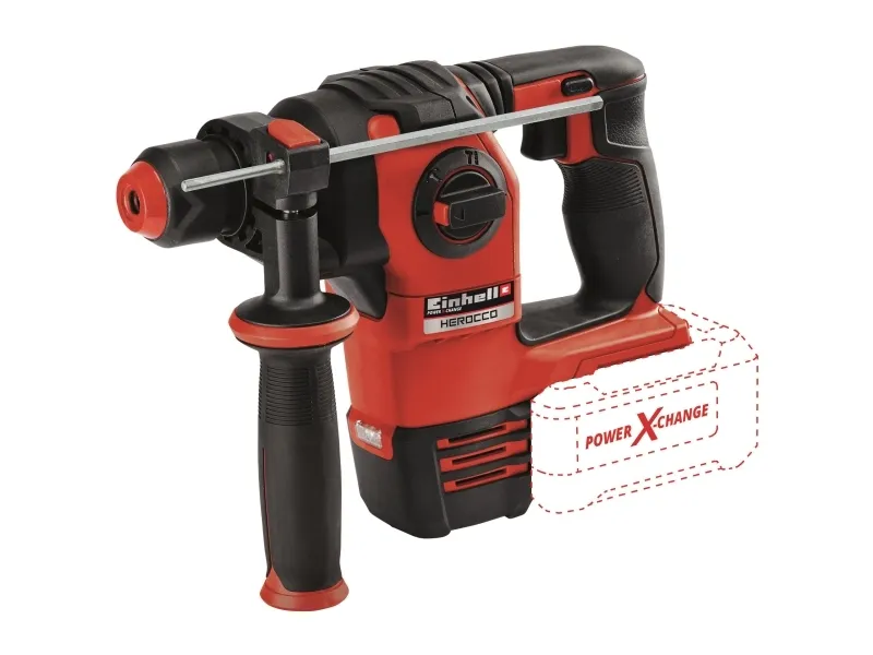 Einhell HEROCCO, Sort, Rød, 2 cm, 2,2 J, 5500 bpm or slag i minuttet, Batteri, 18 V - SOLO