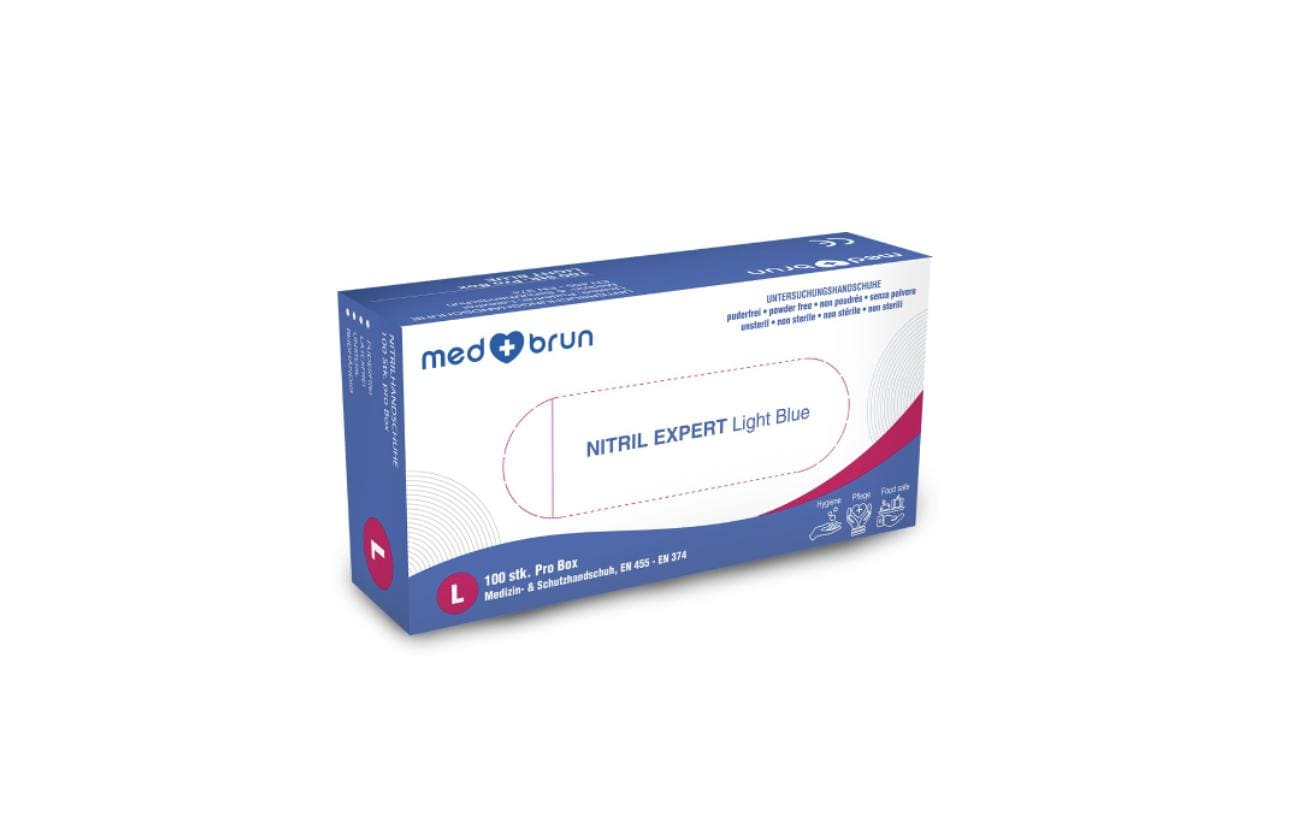 Nitril Expert L, Blau, 100 StkEinweg Medizin- und Schutzhandschuh