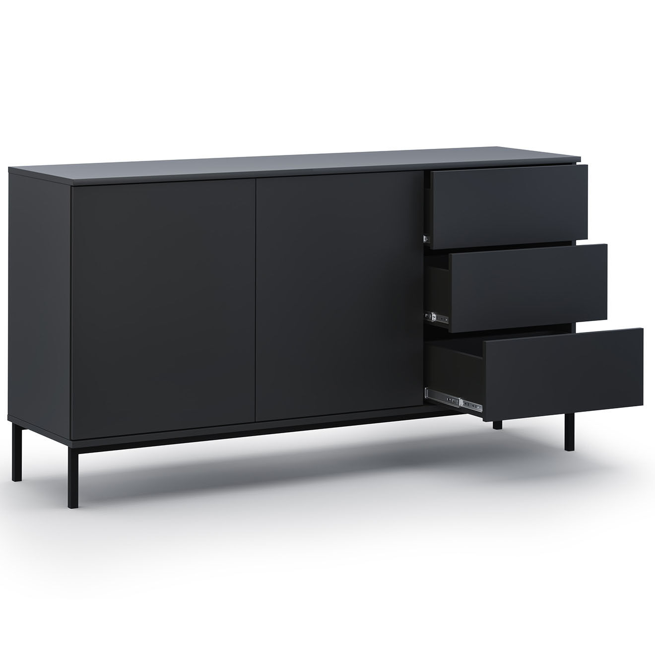 Cosmopolitan Design Commode Query noire - 150x41x80 cm