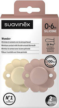 Suavinex Wonder Sucette Silicone Symétrique SX Pro 0/6 Mois Wgray/Pmauve 2 Pièces