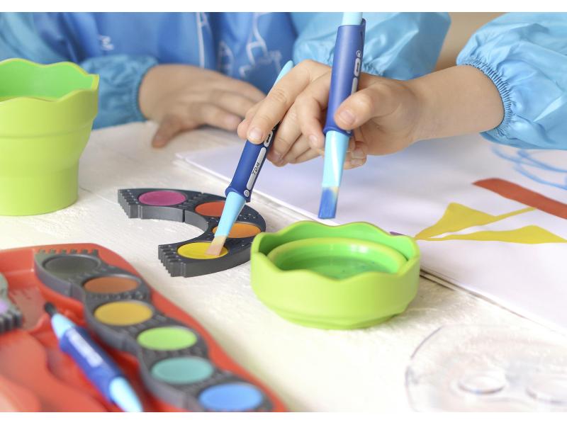 Faber-Castell Malschürze für Kinder Ab 6 Jahren, Blau Kinder-Malschürze mit langen Ärmeln, blau