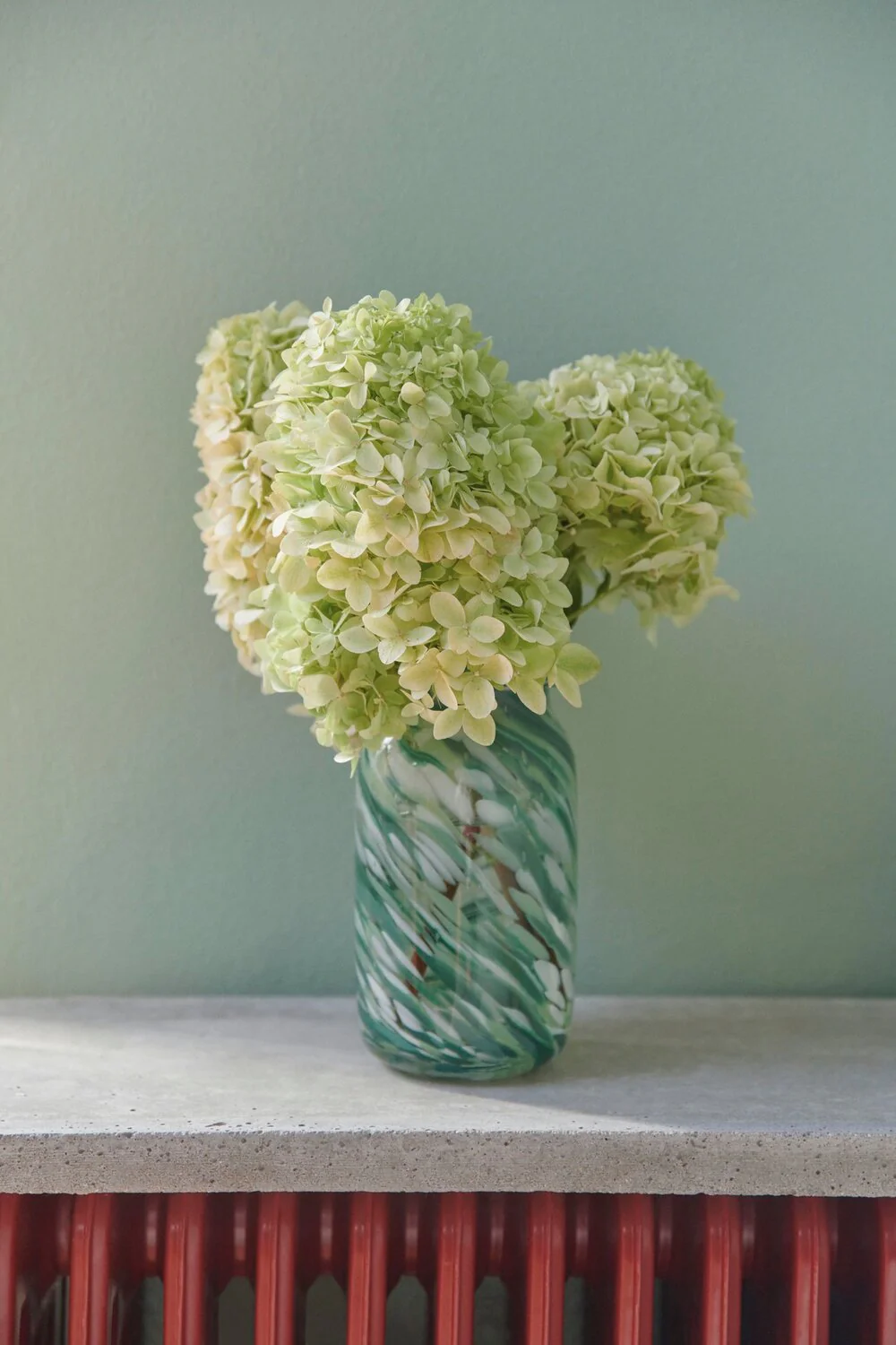 HAY  Splash Roll Neck vase, Green Swirl - Small