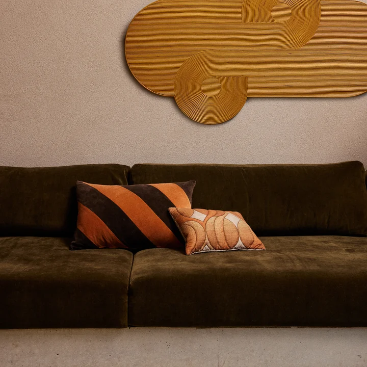 HKliving - Striped Samt-Kissen, 60 x 35 cm, fields