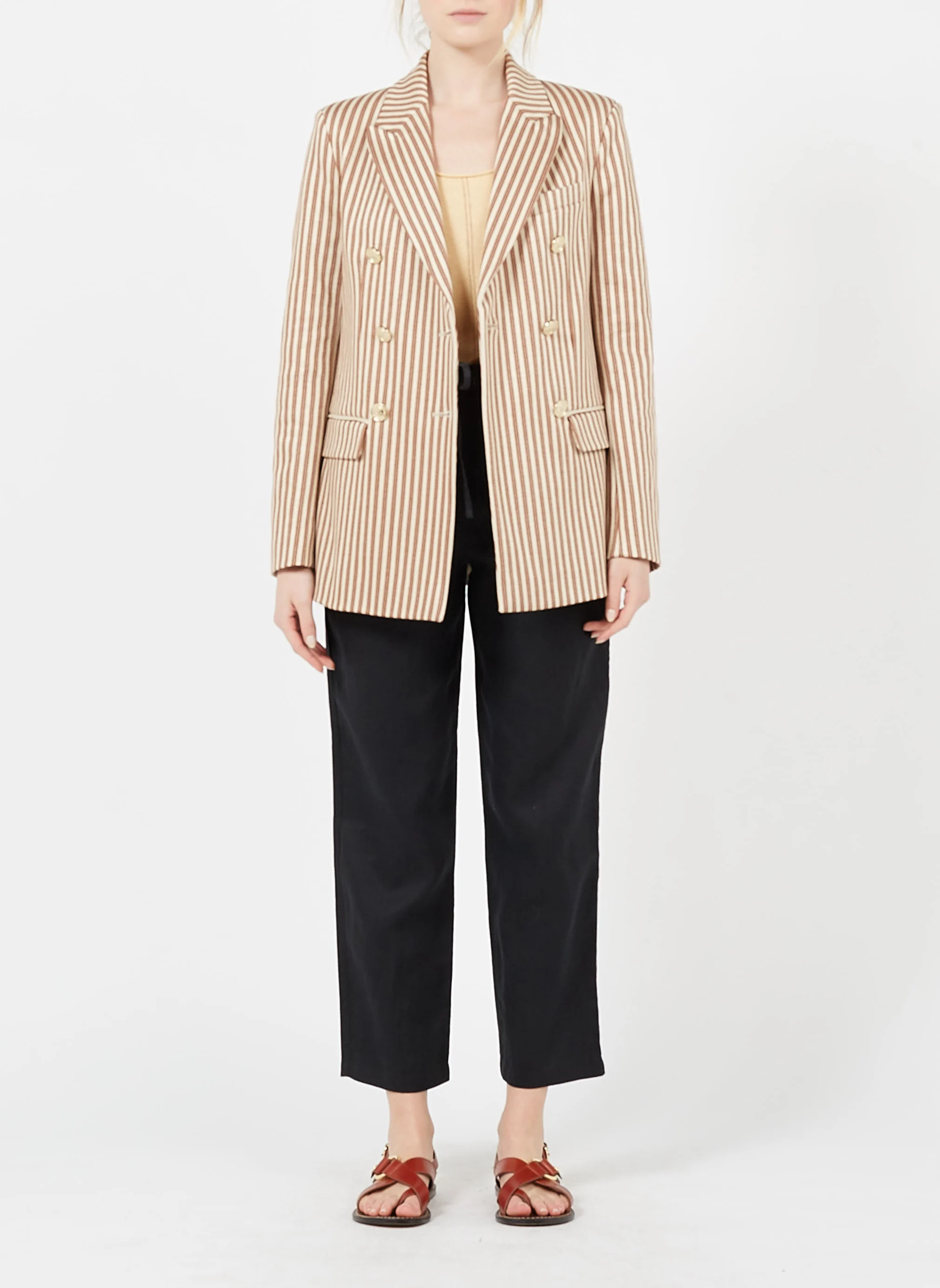 AFFABILE - Veste col tailleur rayée | Marron