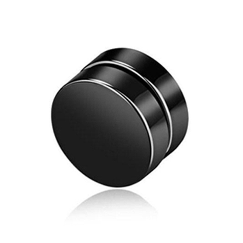 (1 Paar) 10mm Fake 316L Chirurgenstahl Plugs Magnetische Ohrringe - Schwarz